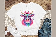 Coquette Highland Cow Bubblegum PNG, an Illustration by Sublimation Artist (Thumbnail 5 of 9)