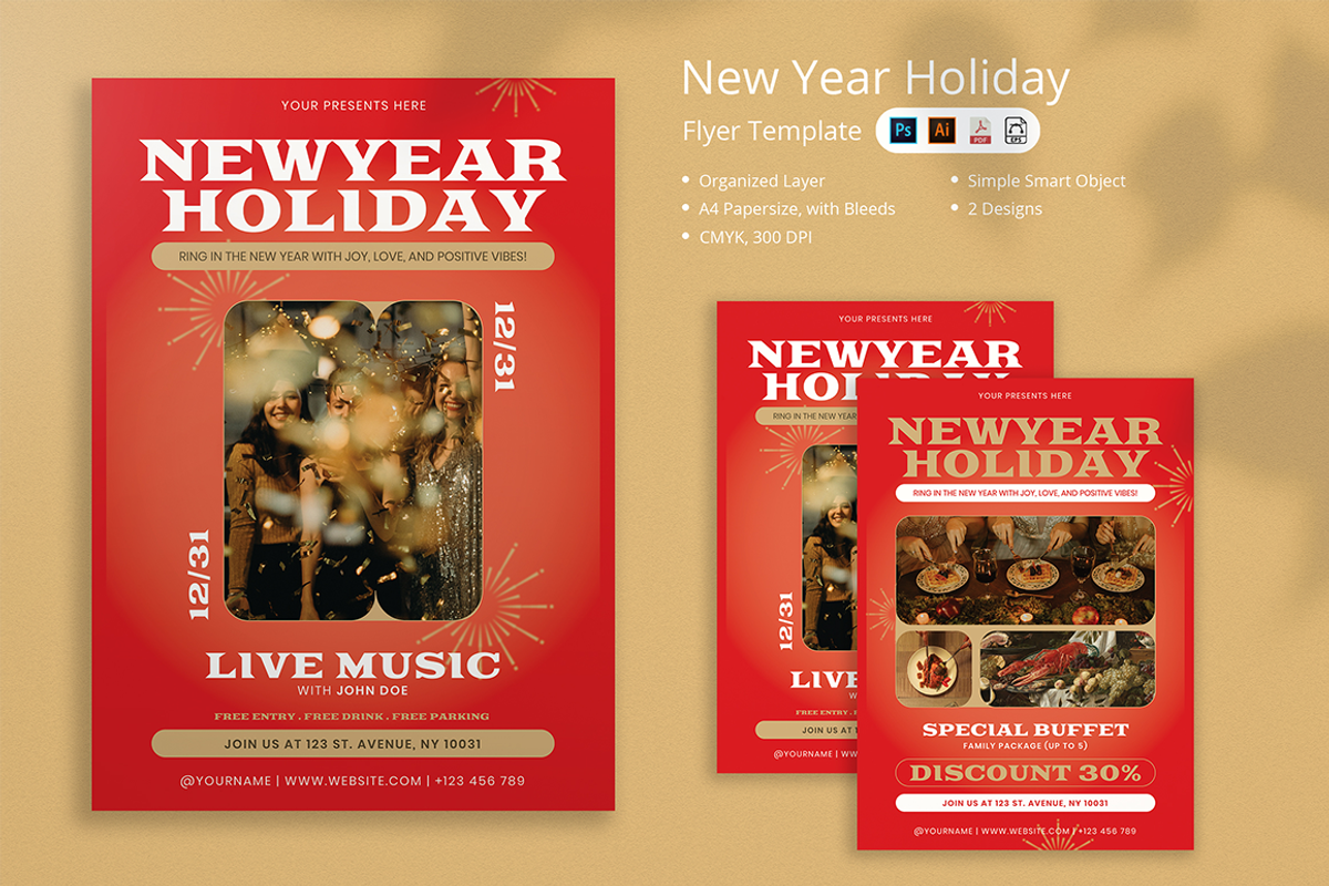 Citade - New Year Holiday Flyer, a Flyer Template by Attype (Photo 1 of 4)
