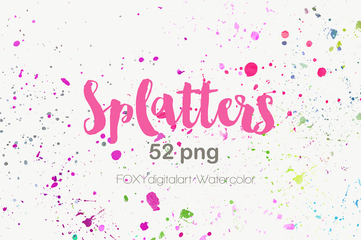 Watercolor paint brush splatters ink, a Texture Graphic by FOXYdigitalart (Photo 3 of 9)