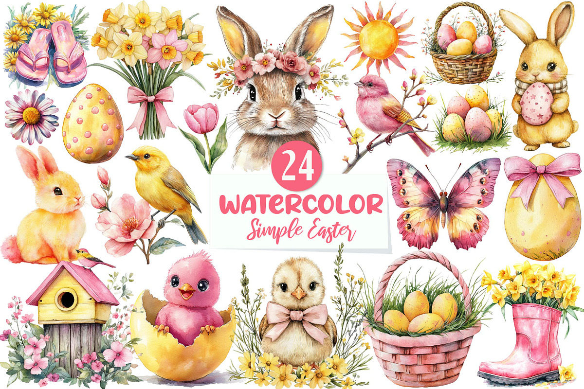 Simple Easter & Spring Clipart, an Illustration by CreationArt (Photo 1 of 5)