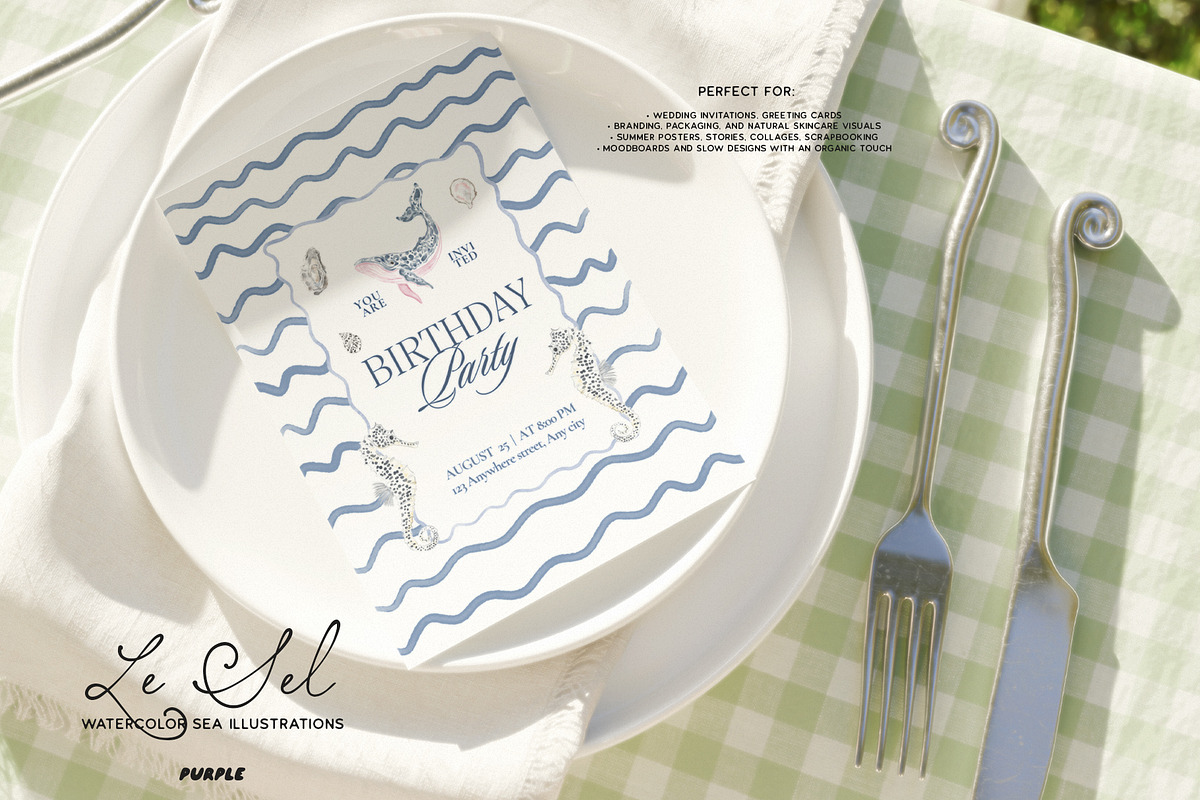 Le Sel: Watercolor Sea Illustrations, a Decorative Illustration by Purple (Photo 8 of 12)