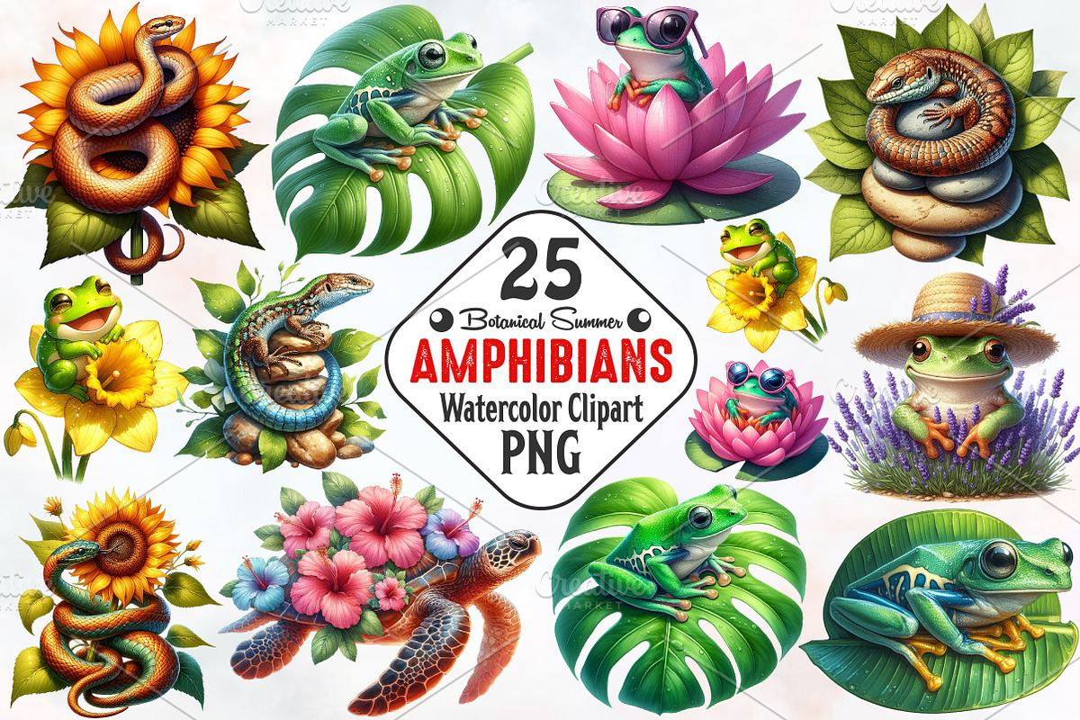 Botanical Summer Amphibians & PNG, a Seasonal Illustration by RobertsArt (Photo 1 of 7)
