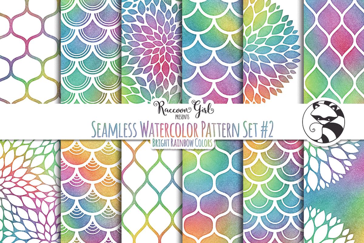Seamless Watercolor Patterns #2 BR, a Pattern Graphic by RaccoonGirl Design (Photo 1 of 3)