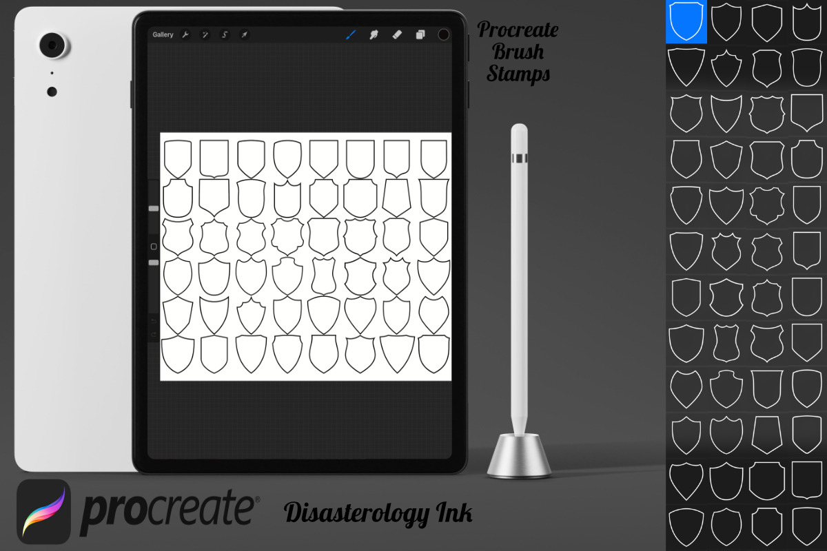 Shields Set 2 Procreate Brush Stamps, a Brush Add-On by Disasterology Ink (Photo 2 of 10)