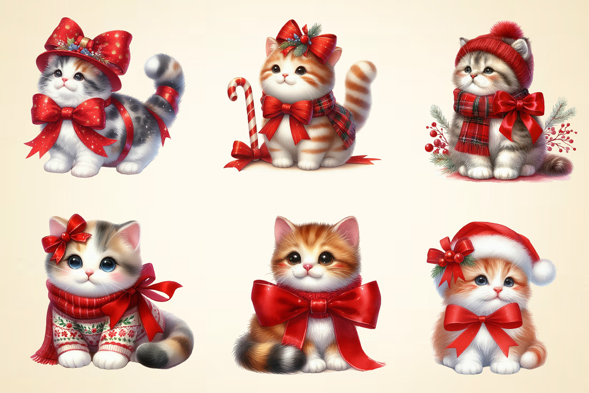 Christmas Cute Cats Sublimation, an Illustration by DreamArtGraphic (Photo 2 of 5)