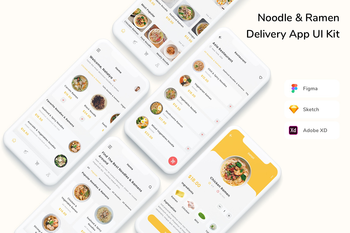 Noodle & Ramen Delivery App UI Kit, an UI Kit Template by Betush