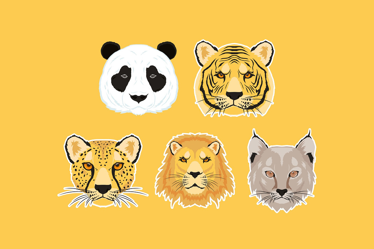 Wild Animal Heads Illustration Set, an Animal Illustration by studiogstock (Photo 2 of 3)