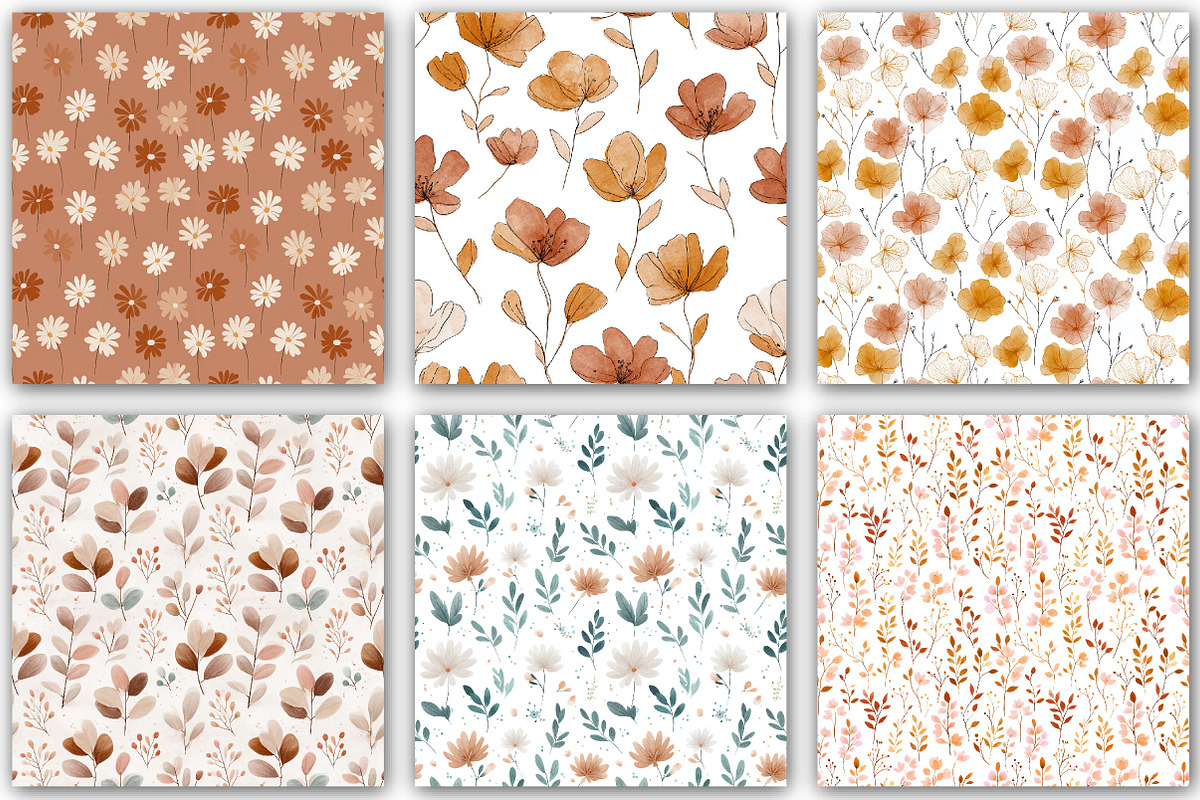 Minimal Boho Flowers Seamles Pattern, a Pattern Graphic by DreamCafeArt (Photo 2 of 7)