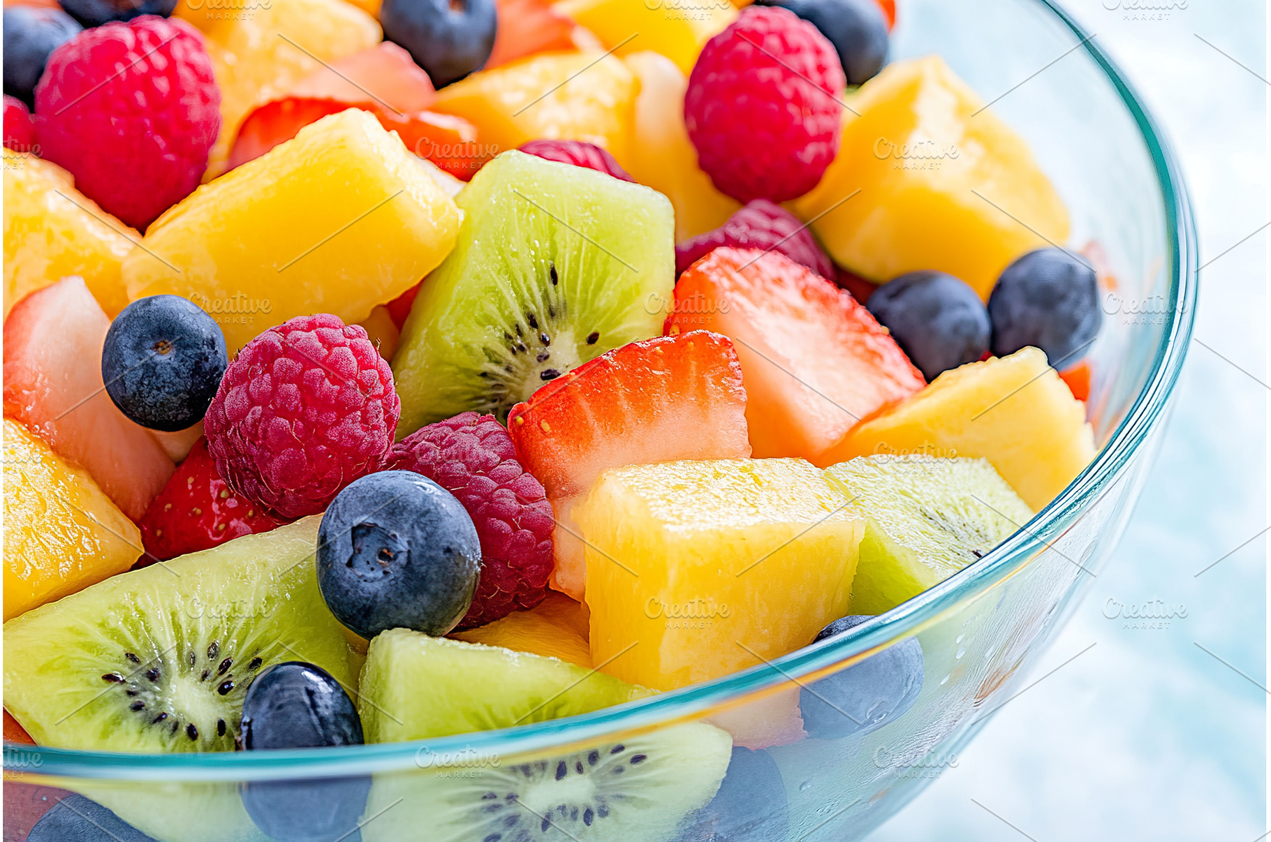 Vibrant fruit salad with kiwi, a Food & Drink Photo by Lermont51