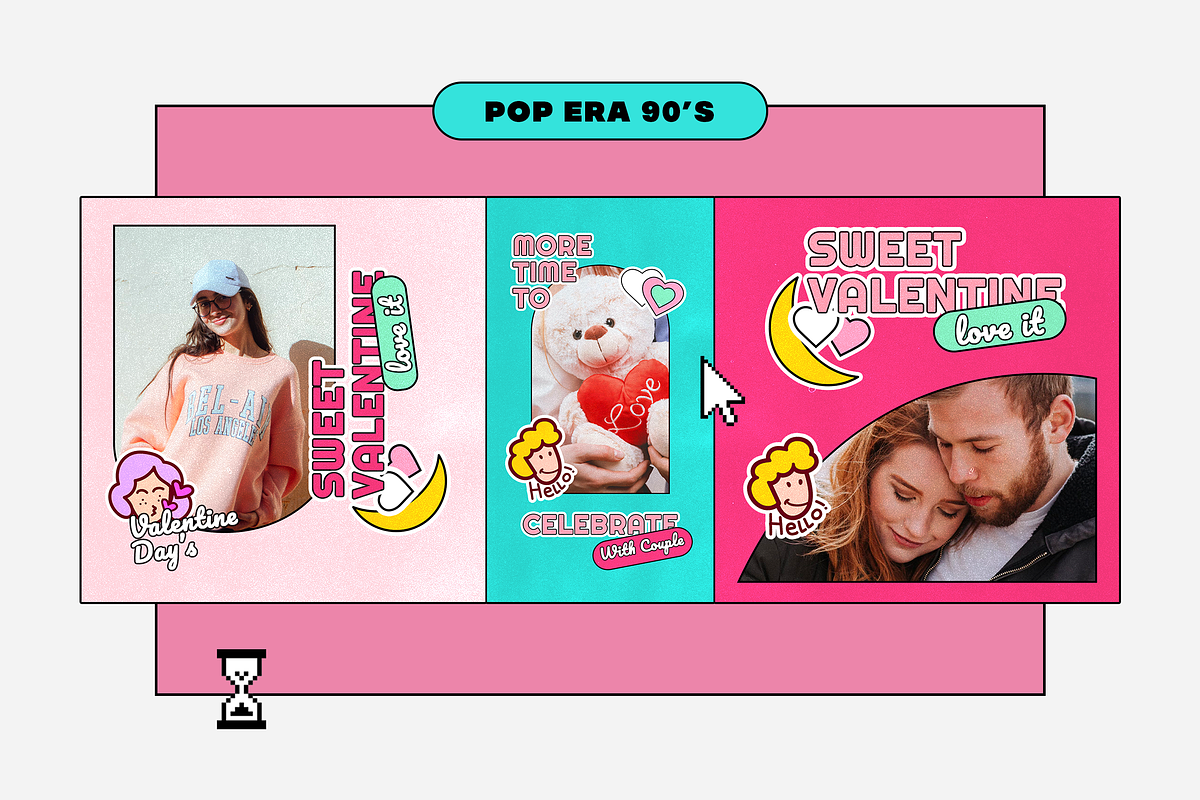 Pop Era 90s - Valentine’s Day, a Social Media Template by Sixtysix Labs (Photo 3 of 10)