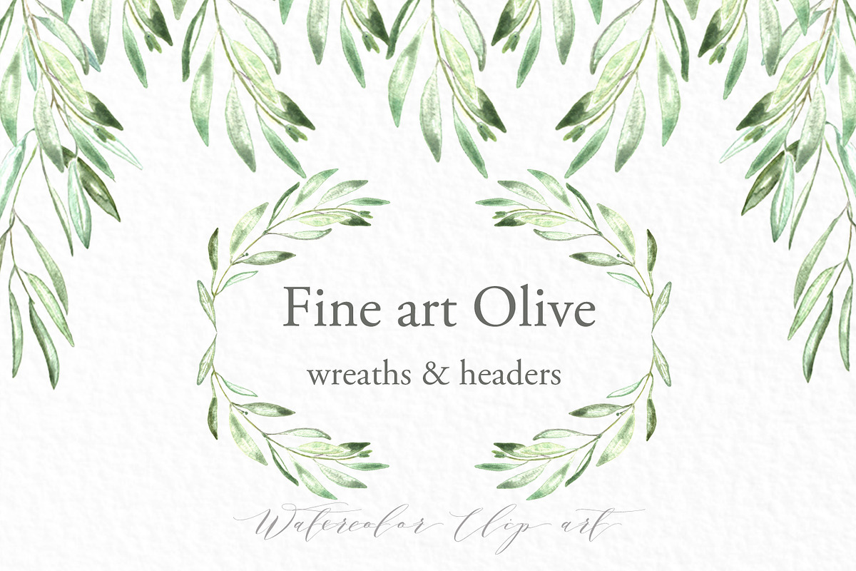 Olive oval wreaths & headers clipart, an Illustration by LABFcreations (Photo 5 of 5)