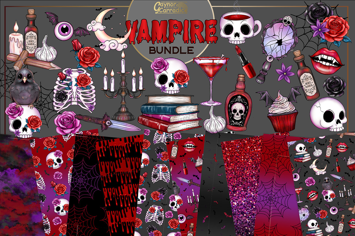 Cute Vampire Clipart creepy cute bun, an Illustration by Gaynor Carradice Designs (Photo 1 of 3)
