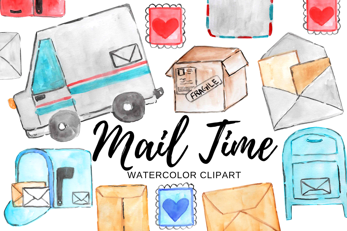 Watercolor mail man clipart, an Illustration by Writelovely (Photo 1 of 2)