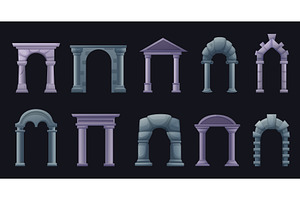 Ancient arch. Cartoon antique arches, an Object Illustration by LadadikArt