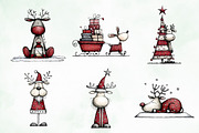 Whimsical Christmas Reindeer Clipart, an Illustration by Creative Art (Thumbnail 9 of 13)