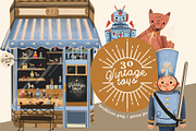 Vintage toys. Hand drawn clipart set, an Illustration by Cocoa studio by Eliza M (Thumbnail 1 of 8)