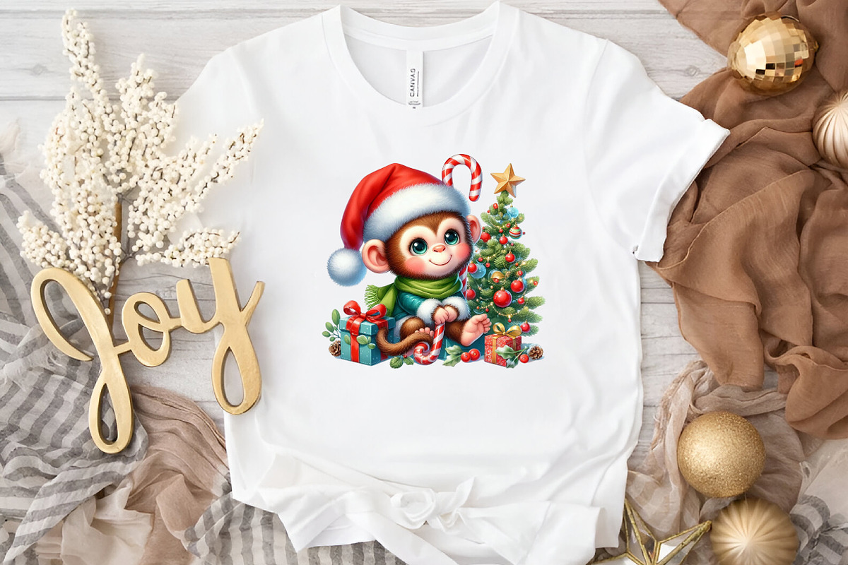 Christmas Monkey Clipart, an Illustration by DreamArtGraphic (Photo 6 of 6)