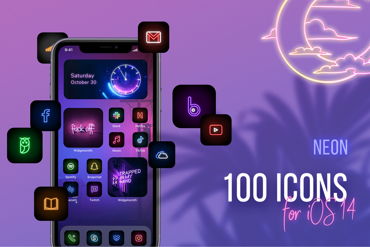 Neon - 100 iOS 14 App Icons, an Icon by iosey (Photo 2 of 3)
