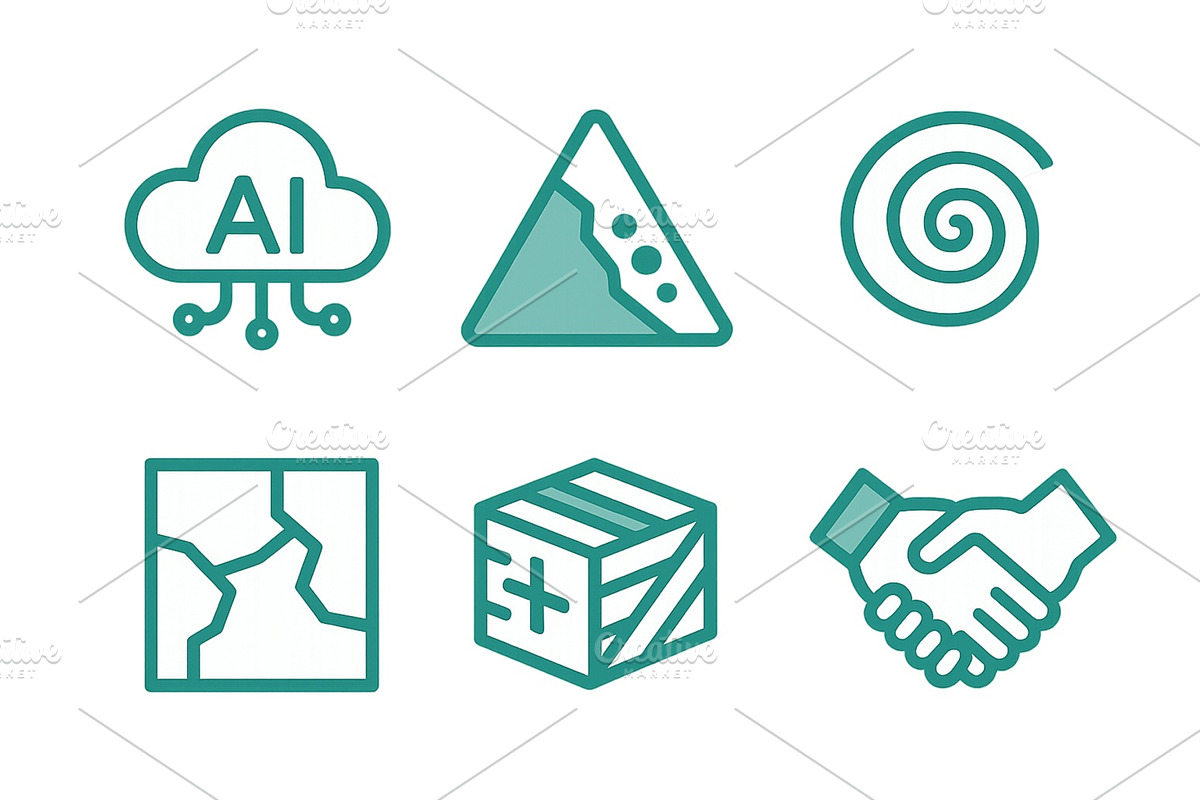 Icons representing technology and, a Technology Illustration by ZinetroN