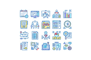 Planning Work Process set Icons hand, an Object Illustration by pikepicture