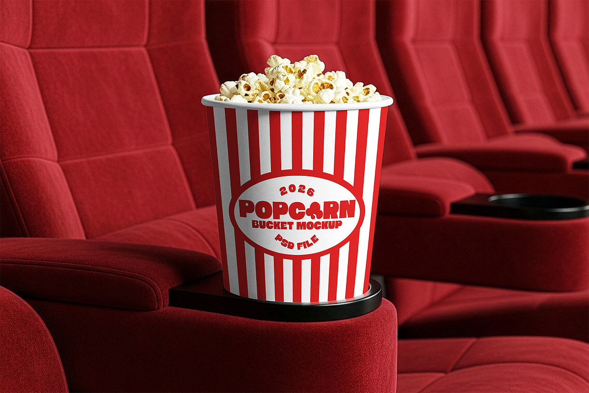 Popcorn Bucket Mockup, a Cups & Container Mockup by Nathatype (Photo 6 of 9)