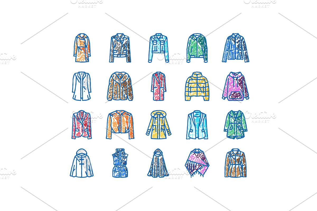 outerwear female clothes girl icons, an Object Illustration by pikepicture