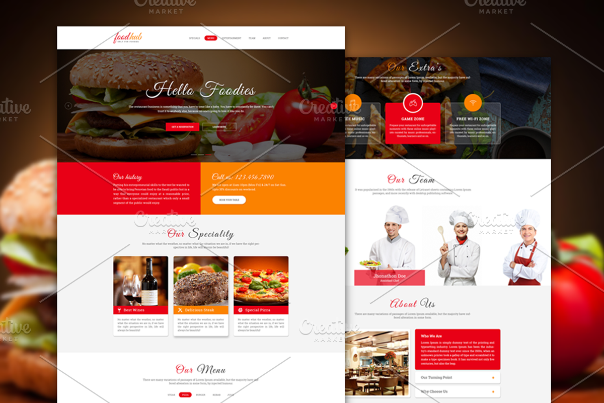 Foodhub - Responsive Restaurant PSD, a Landing Page Template by Pentaclay (Photo 5 of 8)