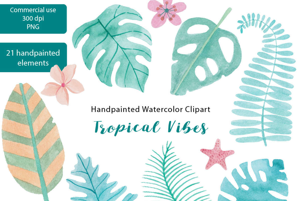 Tropical Watercolor Vibes, an Illustration by LittleAcornGraphics (Photo 5 of 6)