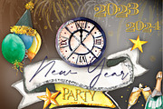 New Years Party Clip art, a Decorative Illustration by CpandoShop (Thumbnail 1 of 4)