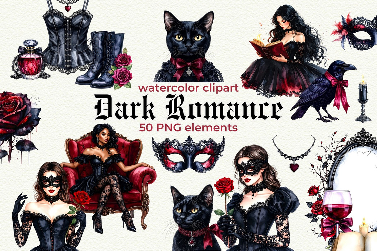 Dark Romance Clipart, an Object Graphic by Anna Design Studio (Photo 1 of 9)