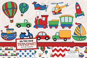 Transportation Clipart & Patterns, a Transportation Illustration by Amanda Ilkov (Thumbnail 1 of 3)