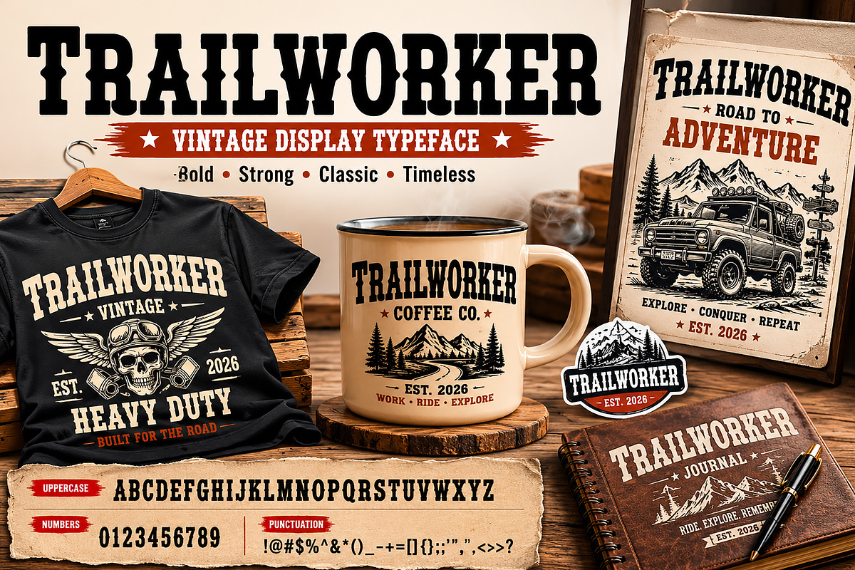 Trailworker, a Slab Serif Font by Wow Magic (Photo 2 of 8)