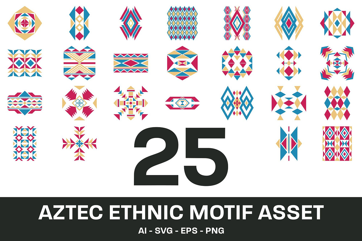 25 Aztec Ethnic Motif Asset, a Pattern Graphic by Pikgura (Photo 1 of 3)