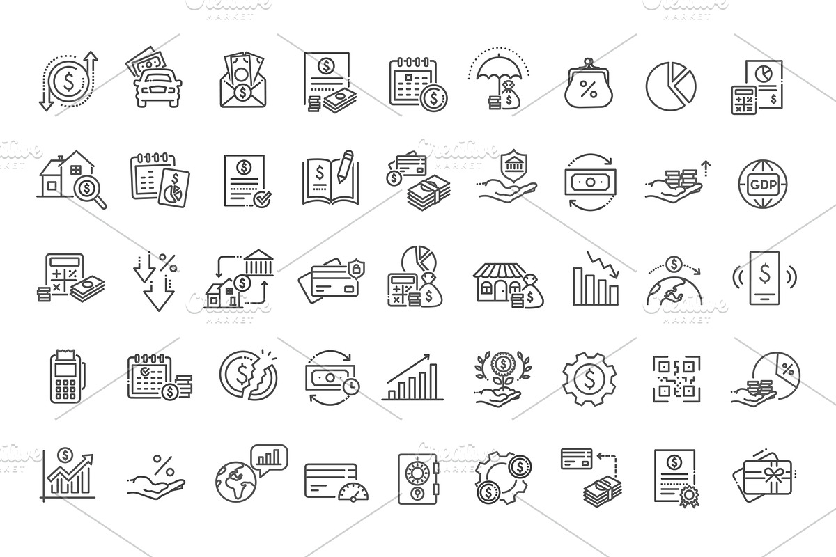 Finance Line Icons Set. Vector, an Outline Icon by Tettygreen (Photo 2 of 2)