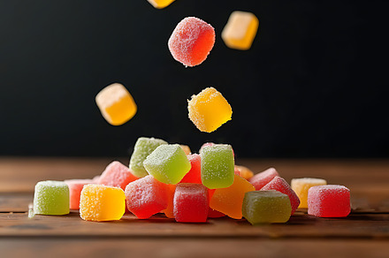 CBD gummy candy falling