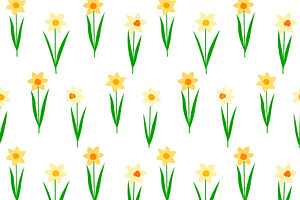 Daffodils Flowers Seamless Patterns