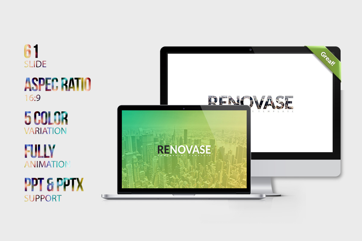 Renovase Powerpoint Template, a Presentation Template by Dedijuniadi (Photo 1 of 7)
