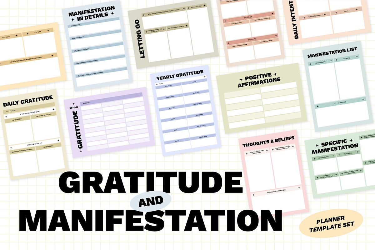 Gratitude & Manifestation Planners, a Stationery Template by Artflorara (Photo 1 of 10)