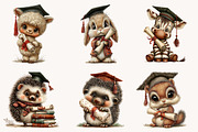 Whimsical Graduation Animals clipart, an Illustration by Designworld (Thumbnail 10 of 10)