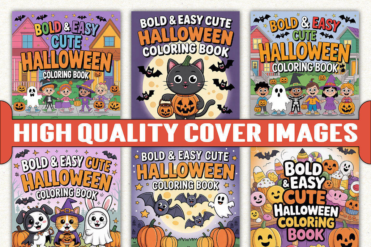 Bold & Easy Cute Halloween Coloring, a Seasonal Illustration by Ink Gallery (Photo 3 of 6)