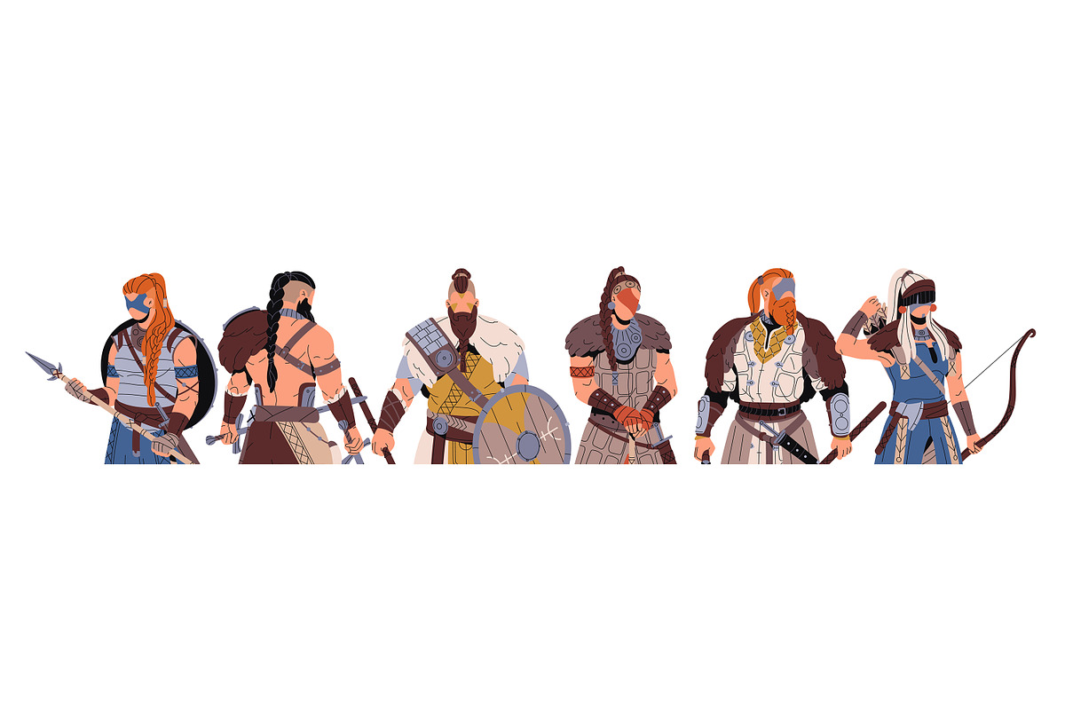 Vikings in armor with weapon set, a Person Illustration by PaperTrident (Photo 2 of 2)