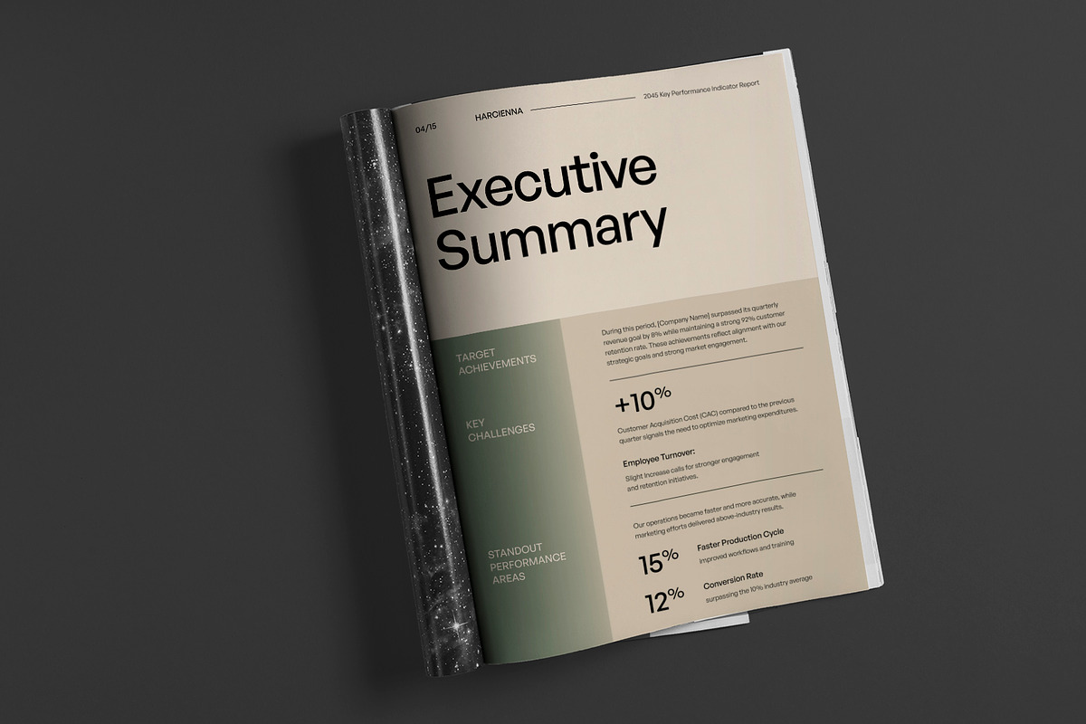 Gradient Green KPI Report, a Brochure Template by Neermana (Photo 3 of 10)