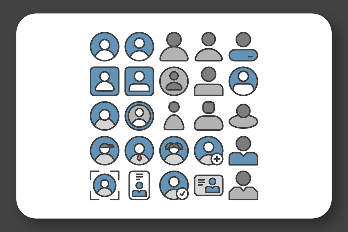 Profile Avatar Icon Set, an Outline Icon by erifqizeicon (Photo 5 of 6)