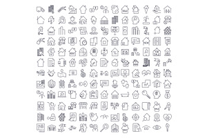 A Large Set Of Icons On The Topic Of