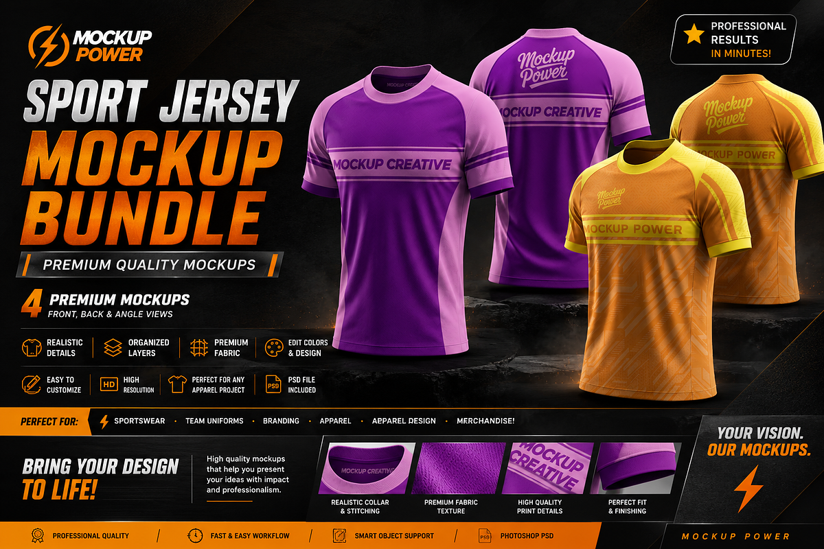 Premium Sports T-Shirt Short Mockup, a Shirt Mockup by Mockup Power (Photo 1 of 4)