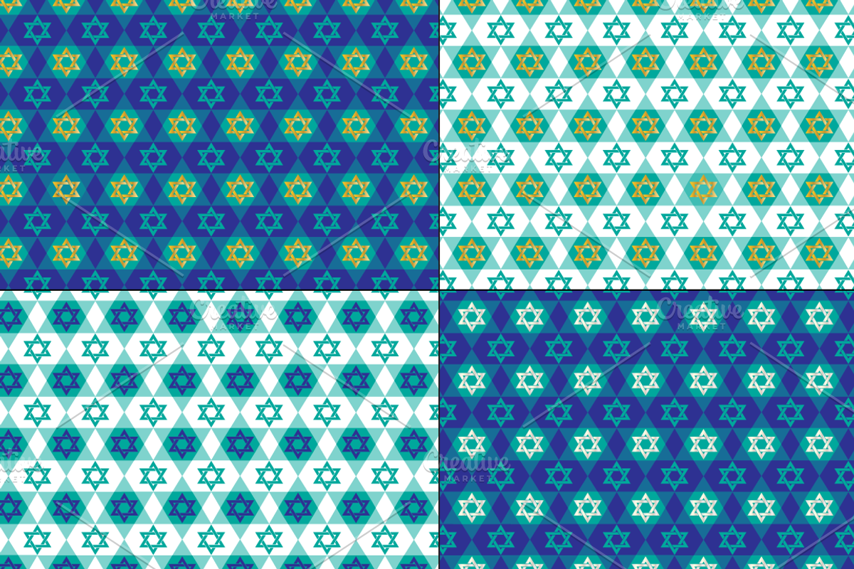 Seamless Jewish Star Patterns, a Pattern Graphic by Melissa Held Designs