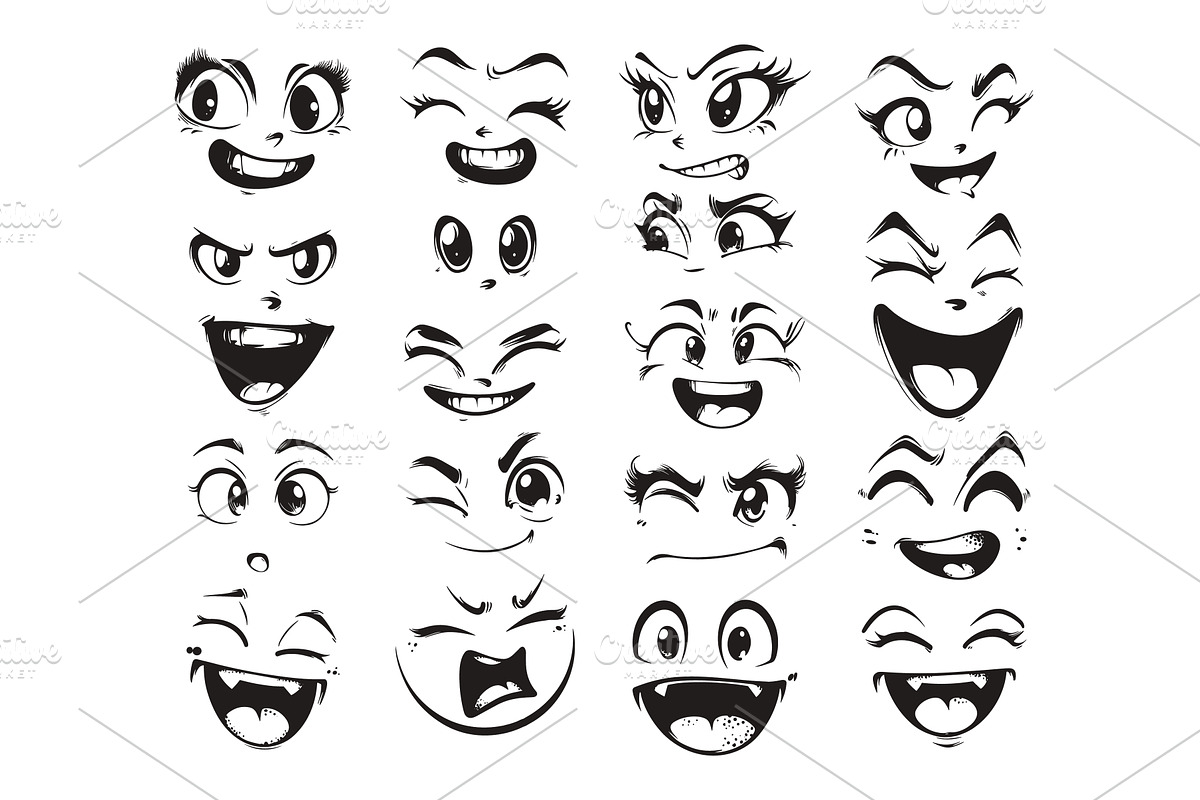 Manga Emoji Stickers Ink Sketch, an Object Illustration by LadadikArt