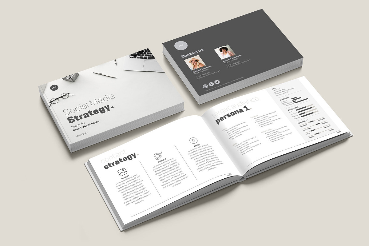 Beige Social Media Strategy Template, a Presentation Template by InkBlue Templates (Photo 2 of 4)