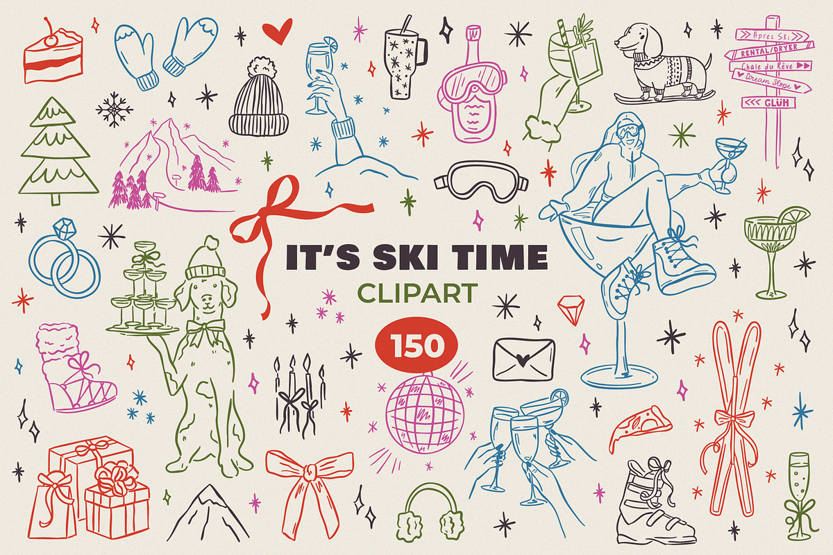 It’s Ski Time Hand Drawn Clipart, an Object Graphic by AnnArt (Photo 1 of 11)
