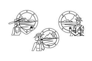 window cruise ship porthole vector, a Person Illustration by pikepicture